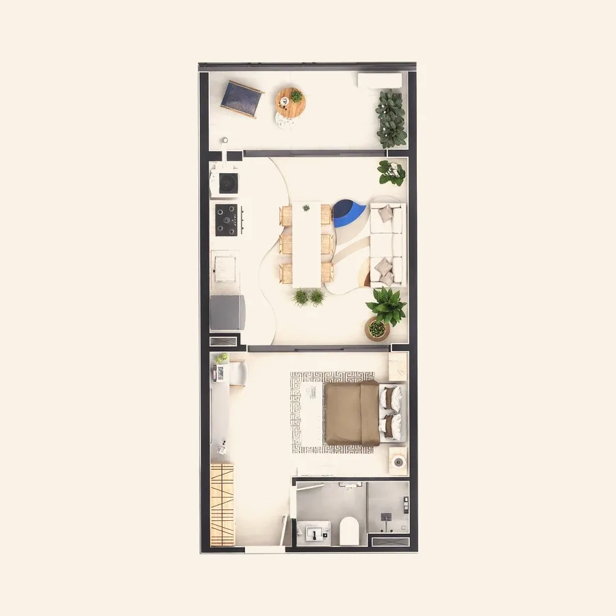 Planta do Garden 44 m² (ilustrativa)