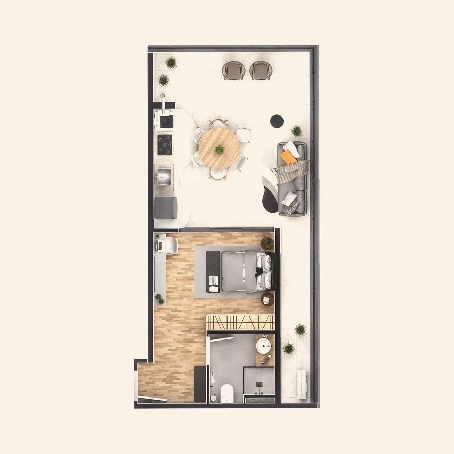 Planta do Garden 61 m² (ilustrativa)